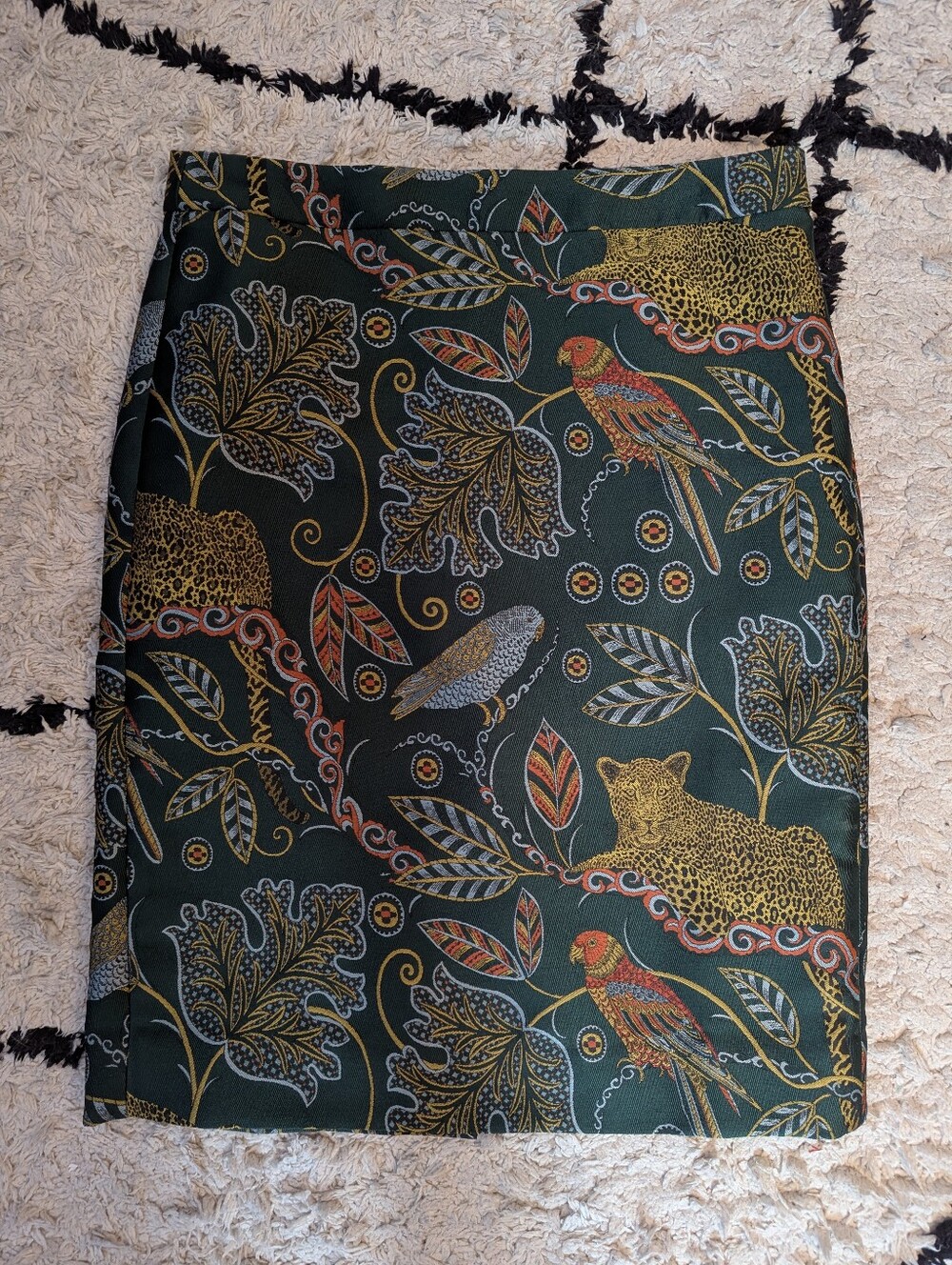 J. Crew Dark Green Botanical & Animal Print Pencil Skirt